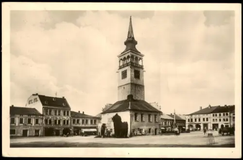 Gutenfeld Dobruška Masarykovo náměstí mit Rathaus und Hotel Rydl 1959