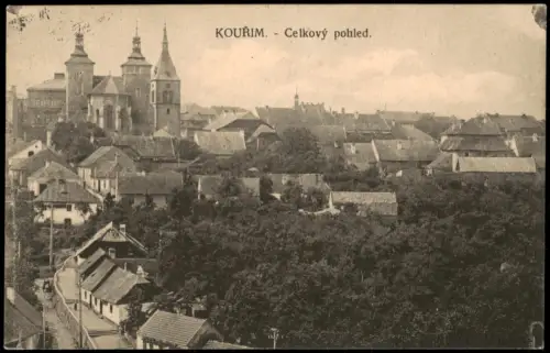 Postcard Kouřim Stadtansicht mit St.-Stephans-Kirche 1910