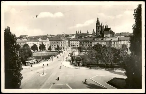 Königgrätz Hradec Králové Panorama-Ansicht mit Kathedrale zum Heiligen Geist und Weißem Turm 1947