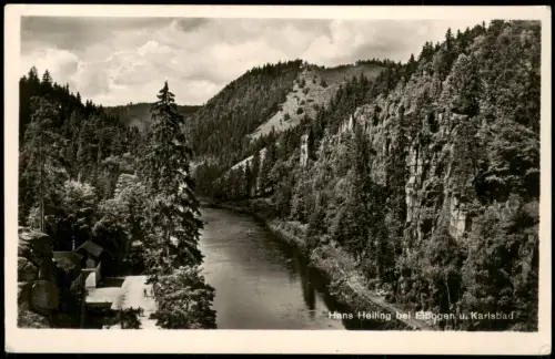 Ansichtskarte Karlsbad Hans-Heiling-Felsen im Egertal 1930