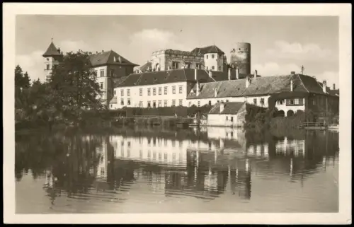 Neuhaus / Böhmen Jindřichův  Schloss Jindřichův Hrade Teichspiegelung 1930