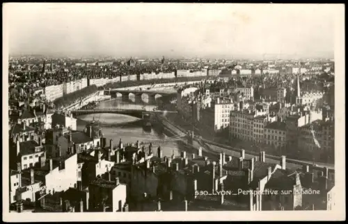 CPA Lyon Stadtansicht mit Perspektive auf die Saône 1940
