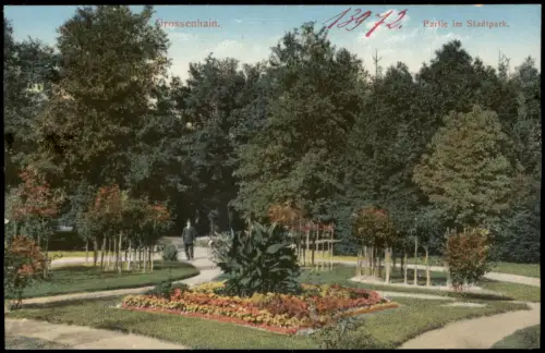 Ansichtskarte Großenhain Mann im Stadtpark 1913