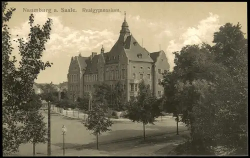 Ansichtskarte Naumburg (Saale) Realgymnasium, Straßenkreuzung 1912