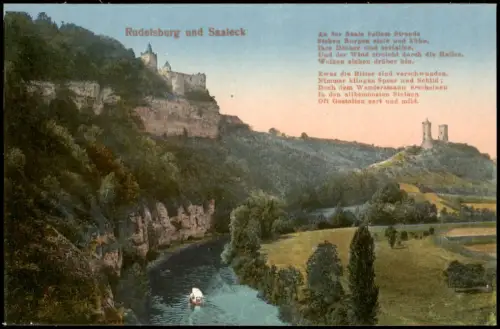 Ansichtskarte Saaleck-Bad Kösen Rudelsburg und Saaleck 1912