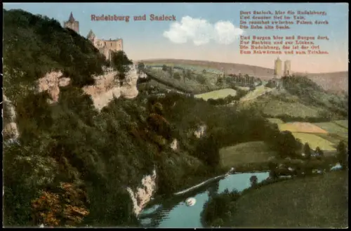 Ansichtskarte Saaleck-Bad Kösen Rudelsburg und Saaleck mit Gedicht 1912
