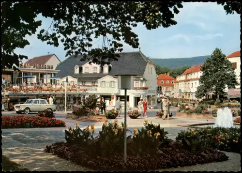 Ansichtskarte Bad Orb Stadtteilansicht, Auto vor Cafe Burgring 1970