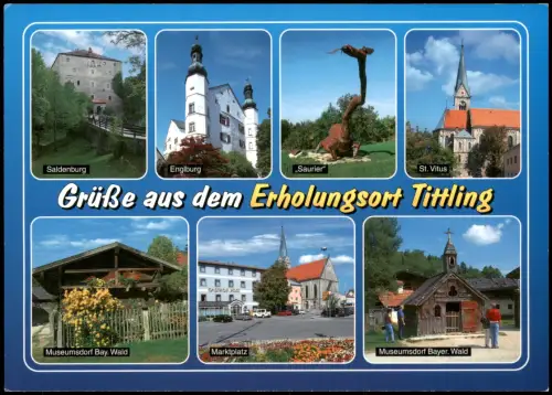 Tittling Mehrbild-AK u.a. Saldenburg Saurier Kirche Englburg Marktplatz 2000