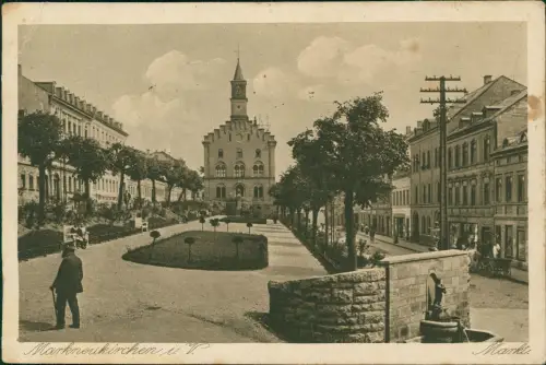 Ansichtskarte Markneukirchen Markt, belebt 1922