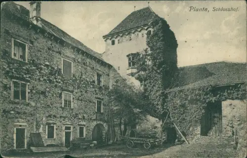 Cartolina Obermais-Meran Maia Alta Merano Schloß Planta - Schloßhof 1912