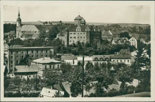 Ansichtskarte Zschopau Schloss Wildeck und Stadt - Fotokarte 1938