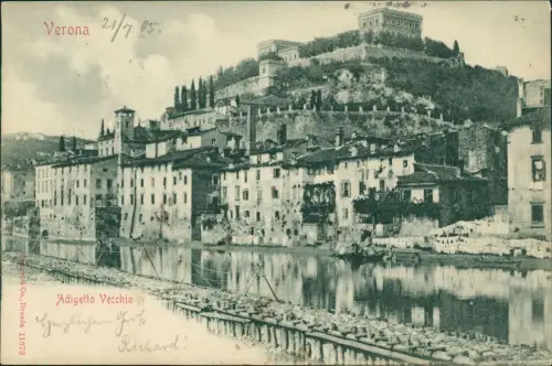 Cartolina Verona Verona Adigetto Vecchio 1905  gel. V. nach Hannover Linden