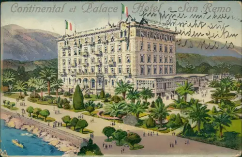 San Remo Sanremo Continental et Palace Hotel - Künstlerkarte 1912