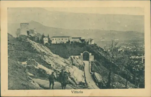 Cartolina Vittorio Veneto Stadtpartie Soldaten Festung 1918  Venetien