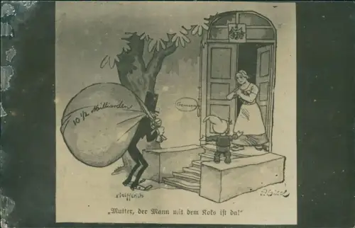 Ansichtskarte  Mutter, der Mann mit dem Koks ist da! Scherzkarte Germania 1916