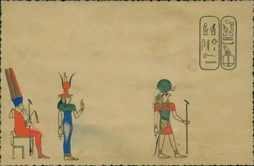 Ägypten (allgemein) Kunst Ramses Papyrus Künstlerkarte 1914 Prägekarte