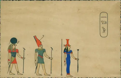 Ägypten (allgemein) Kunst Ramses Papyrus Künstlerkarte Egypt 1914 Prägekarte
