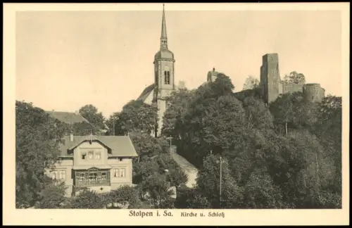 Stolpen Villa, Weg zur Kirche und Burg Ansichtskarte b Sebnitz 1905 sw