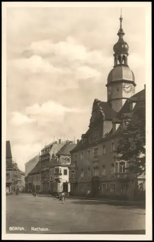 Ansichtskarte Pegau Rathaus und Straßenblick 1928