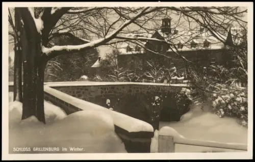 Ansichtskarte Grillenburg-Tharandt Stadtpartie im Winter 1928