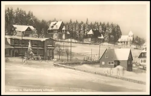 Oberbärenburg-Altenberg (Erzgebirge) Stadtpartie Hotels Häuser im Winter 1928