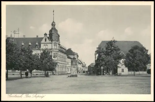 Ansichtskarte Groitzsch Marktplatz, Straßenblick 1927  b. Leipzig