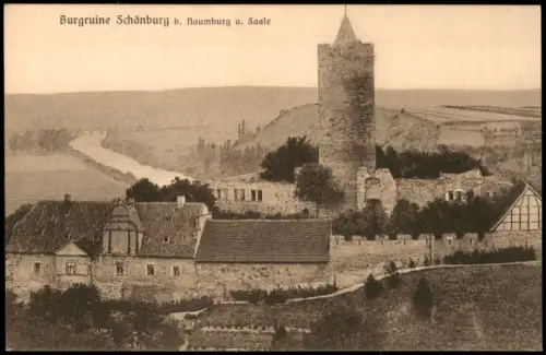Ansichtskarte Schönburg (Saale) Burg Schönburg mit Saale 1912