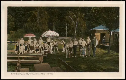 Ansichtskarte Rochsburg-Lunzenau Familienbad Badegäste Kleintirol 1928