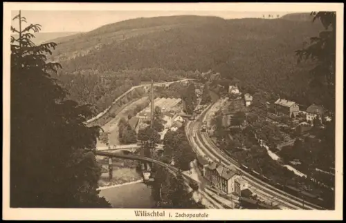 Ansichtskarte Zschopau Bahnhof Fabrik Brücke Wilischtal i. Zschopautale 1925