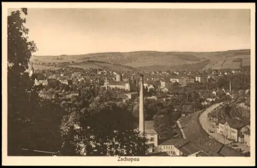 Ansichtskarte Zschopau Fabrik im Vordergrund Totele 1925