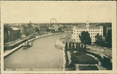 Ansichtskarte Wien Donaukanal im Hintergrund Praterriesenrad 1942