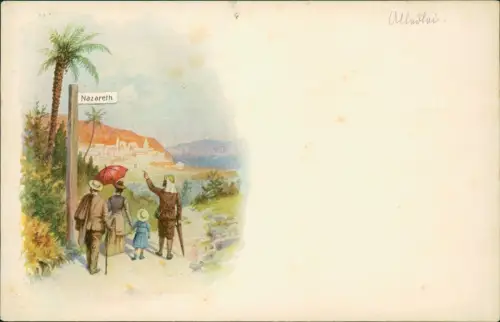 Postcard Litho AK Nazareth Weg nach der Stadt Expedition 1911