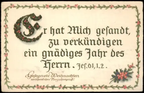 Ansichtskarte  Religiöse Weihnachtskarte mit Bibelvers Jesaja 61 1915
