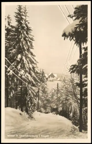 Oberbärenburg-Altenberg (Erzgebirge) Waldweg zur Stadt im Winter 1928