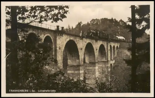 Ansichtskarte Frankenberg (Sachsen) Lützeltalbrücke - Fotokarte 1928