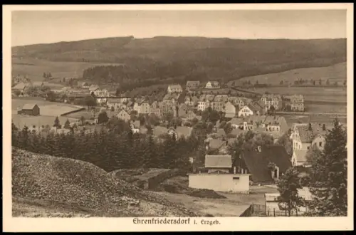 Ansichtskarte Ehrenfriedersdorf Blick vom Hang auf die Stadt 1927