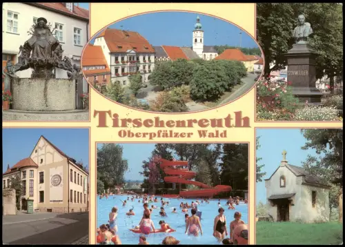Tirschenreuth Mehrbildkarte mit div. Ortsansichten u.a. Freibad, Denkmal 1995