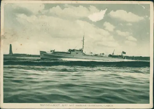 Ansichtskarte Laboe SCHNELLBOOT S11 Marine Ehrenmal 1938