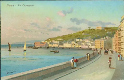 Cartolina Neapel Napoli Via Caracciolo. Via Caracciolo 1912