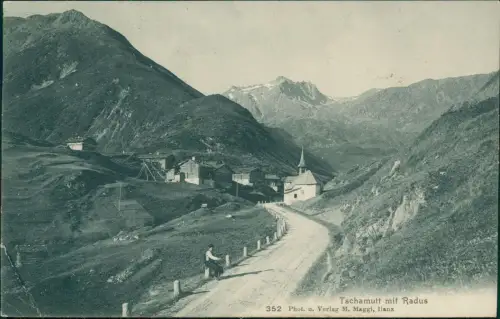 Ansichtskarte Tschamut-Tavetsch Tujetsch Straßenszene 1916