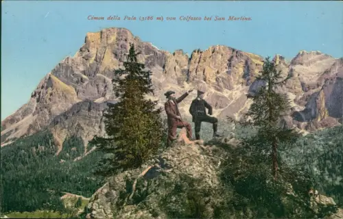 Cartolina Pardatsch Predazzo Bergsteiger Cimon della Pala 1913