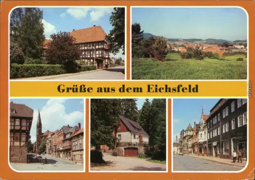 Worbis-Leinefelde-Worbis Worbis - Rathaus, Uder - Teilansicht, Heiligenstadt - Am Berge, Leinefelde - Konsum-Gaststätte Köhlersgrund, Dingelstädt - Geschwister-Scholl-Straße 1987