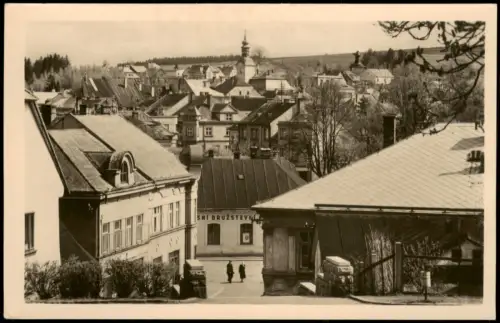 Postcard Hlinsko Hlinsko v Čechách Stadtansicht mit Kirchturm 1957