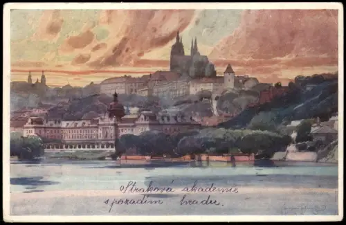Burgstadt-Prag Hradschin/Hradčany Praha Strakova akademie mit Prager Burg 1920