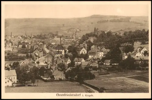 Ansichtskarte Ehrenfriedersdorf Stadtansicht mit Fabriken 1927
