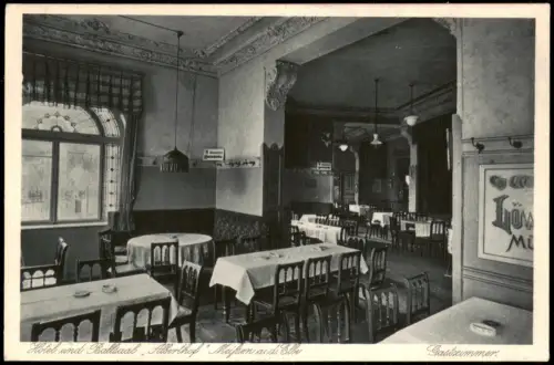 Ansichtskarte Meißen Hotel und Ballsaal Alberthof - Gastraum 1928