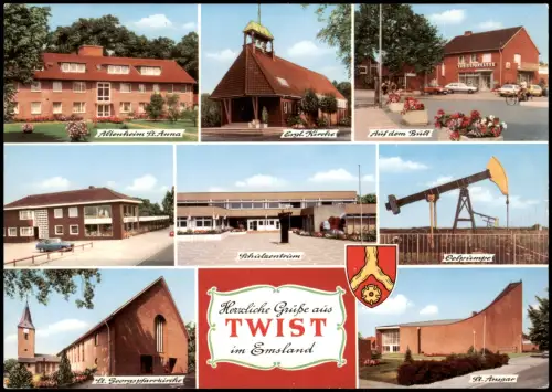 Twist (Emsland) Mehrbild-AK u.a. Schulzentrum,   Altenheim 1970