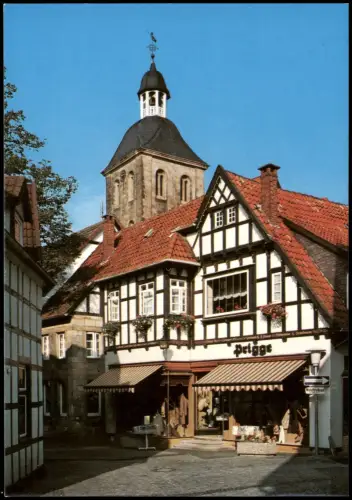 Ansichtskarte Tecklenburg Ortsansicht, Kirche, Geschäft Prigge 1980