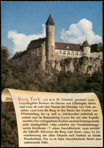 Ansichtskarte Kirchheim unter Teck Burg Teck Geschichte Chronik-Karte 1980