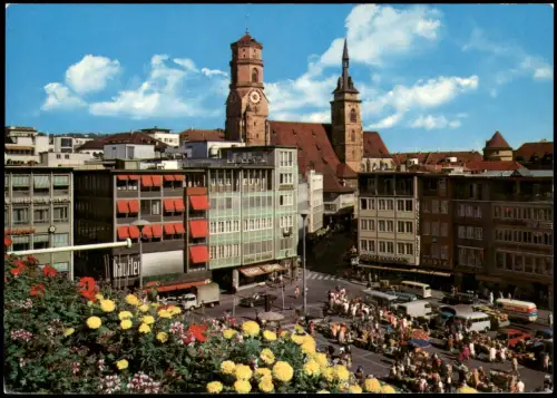 Ansichtskarte Stuttgart Marktplatz und Stiftskirche 1970
